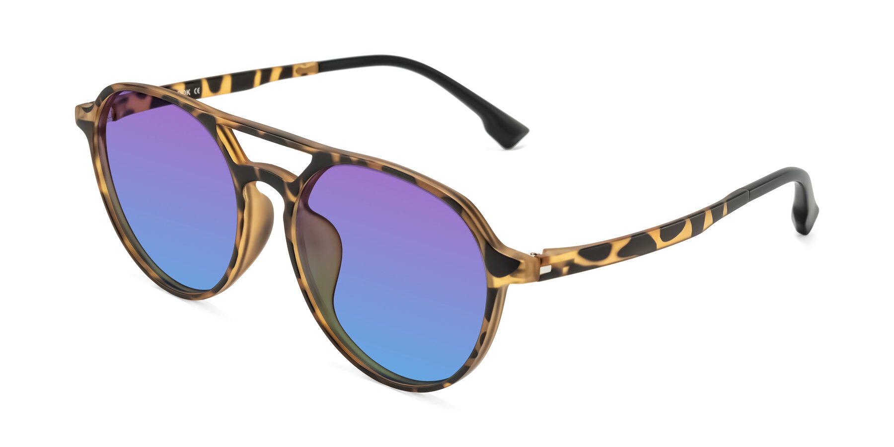 Angle of Louis in Leopard-Print with Purple / Blue Gradient Lenses