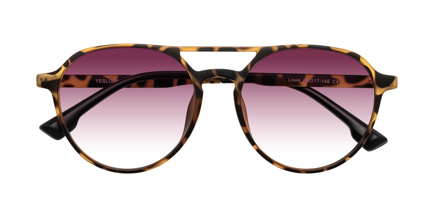 Folded Front of Louis in Leopard-Print with Wine Gradient Lenses
