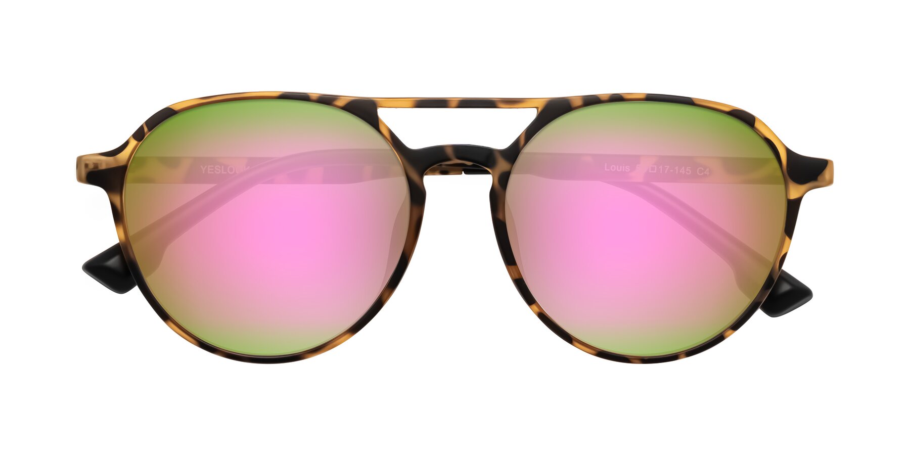 Folded Front of Louis in Leopard-Print with Pink Mirrored Lenses