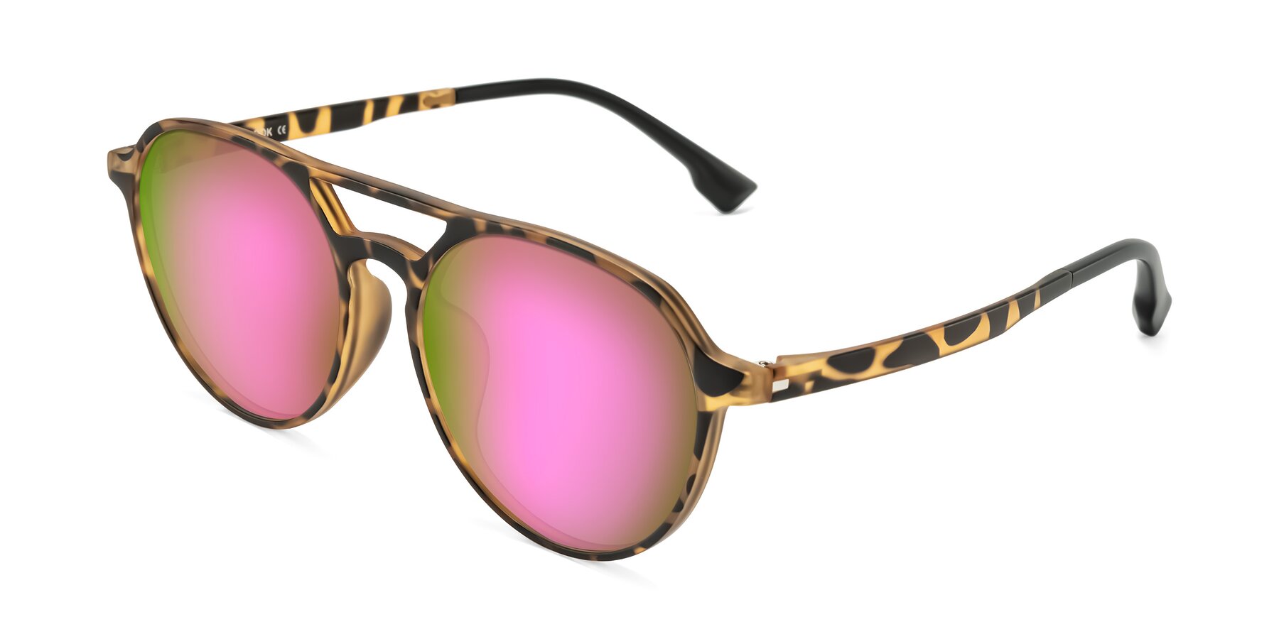 Angle of Louis in Leopard-Print with Pink Mirrored Lenses