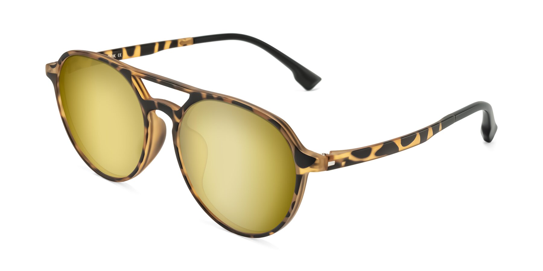 Angle of Louis in Leopard-Print with Gold Mirrored Lenses