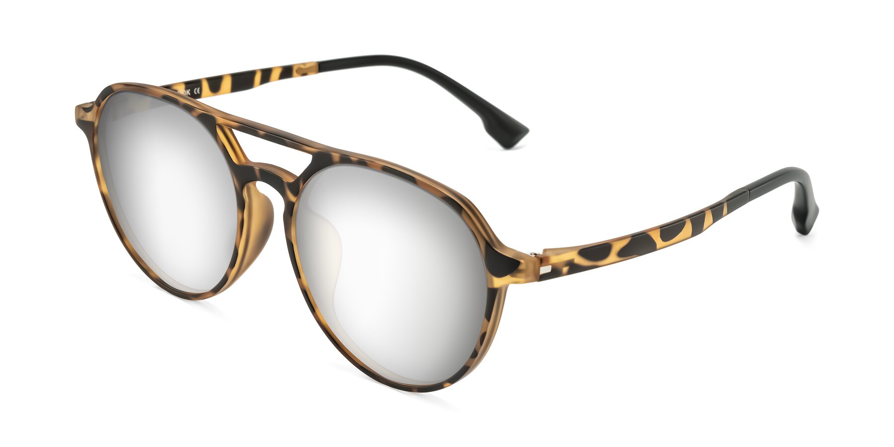 Angle of Louis in Leopard-Print with Silver Mirrored Lenses