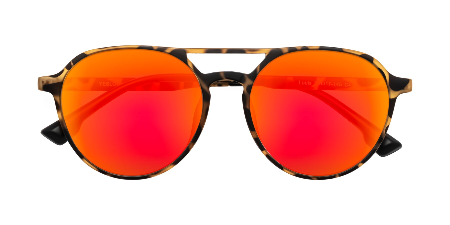 Folded Front of Louis in Leopard-Print with Red Gold Mirrored Lenses