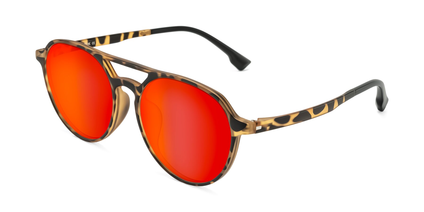 Angle of Louis in Leopard-Print with Red Gold Mirrored Lenses
