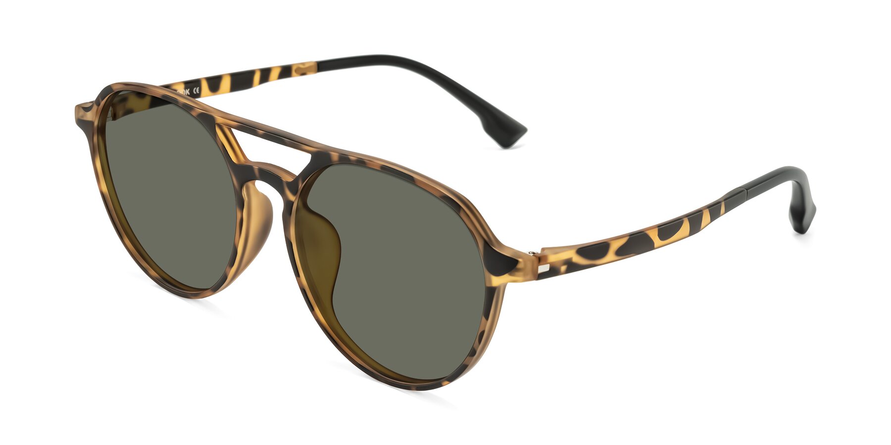 Angle of Louis in Leopard-Print with Gray Polarized Lenses