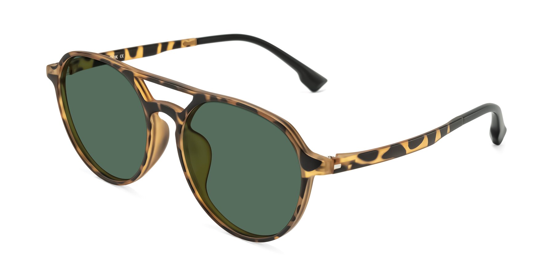 Angle of Louis in Leopard-Print with Green Polarized Lenses