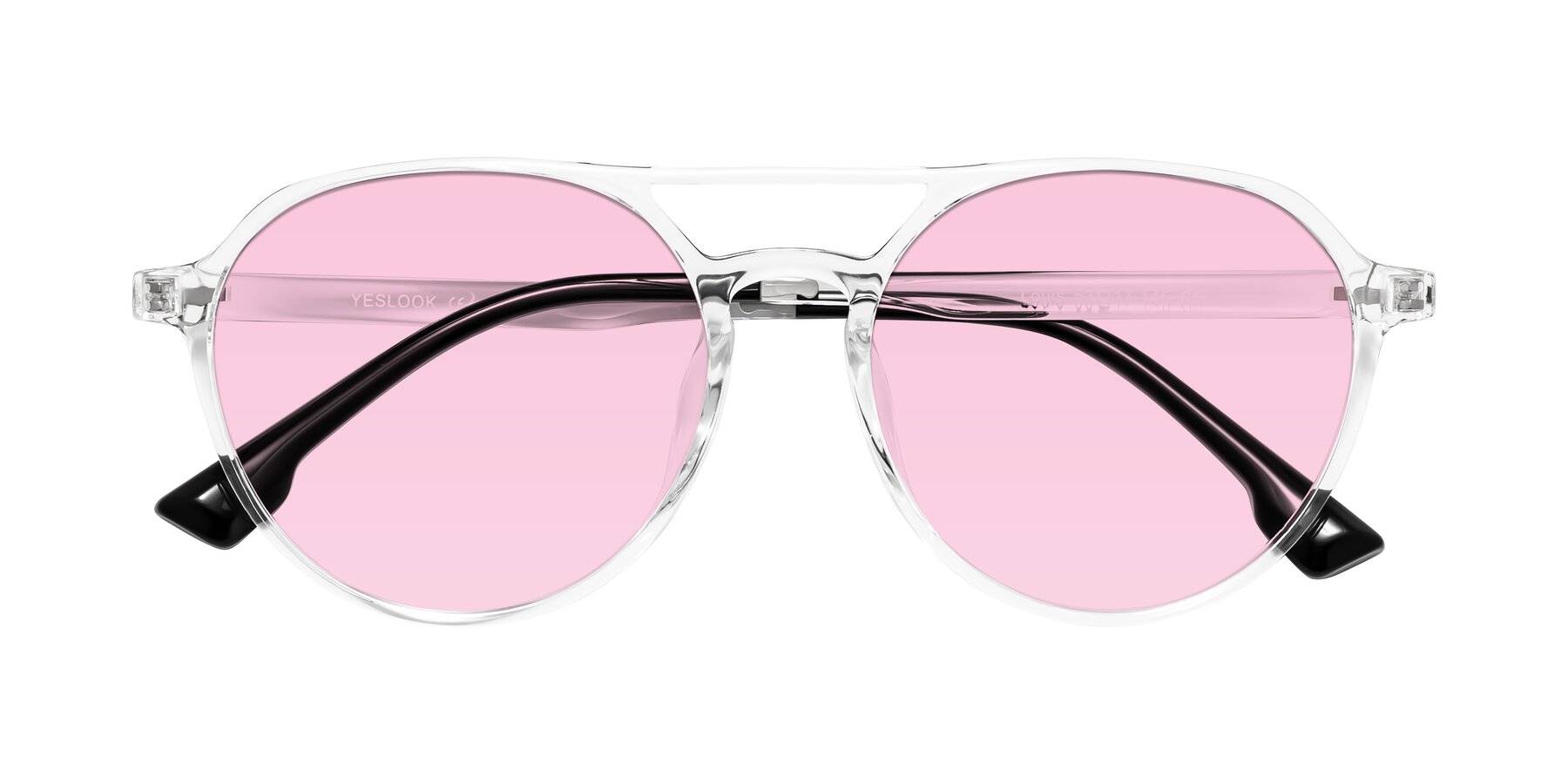 Folded Front of Louis in Clear with Light Pink Tinted Lenses