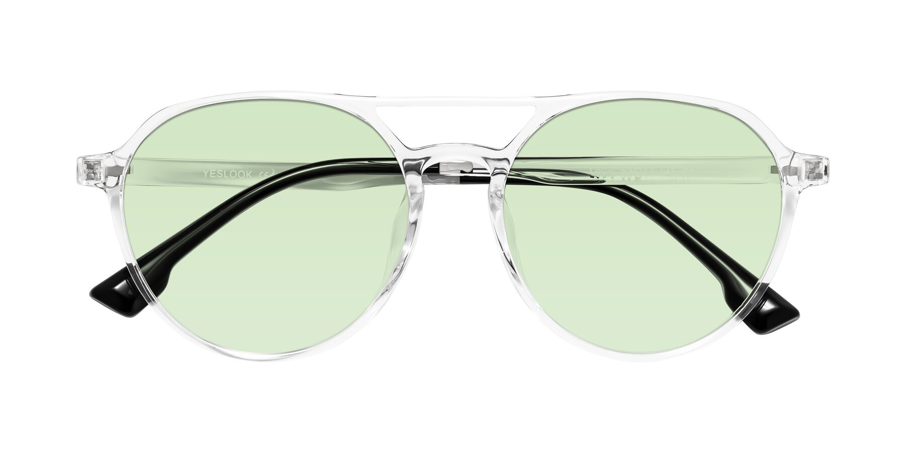 Folded Front of Louis in Clear with Light Green Tinted Lenses