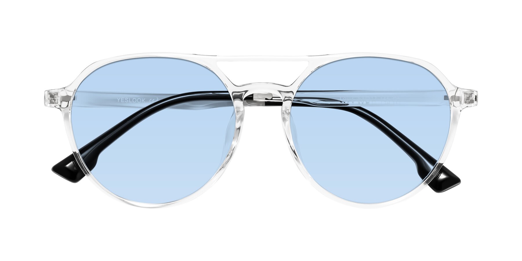 Folded Front of Louis in Clear with Light Blue Tinted Lenses