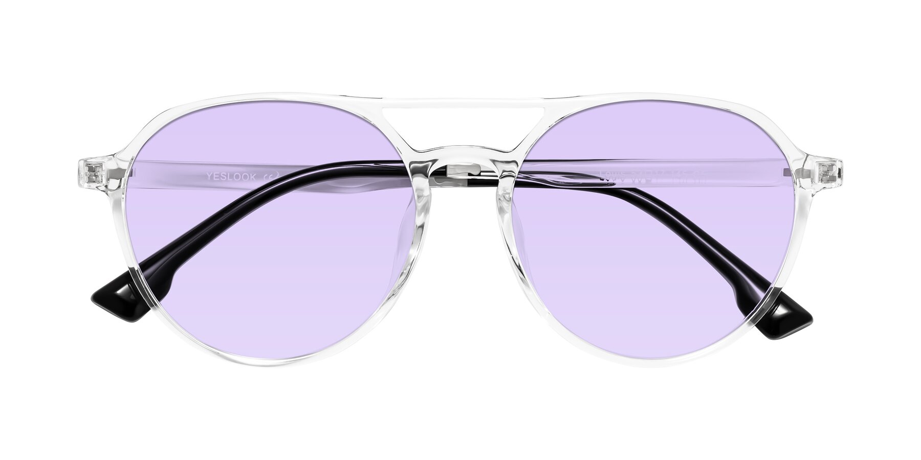 Folded Front of Louis in Clear with Light Purple Tinted Lenses