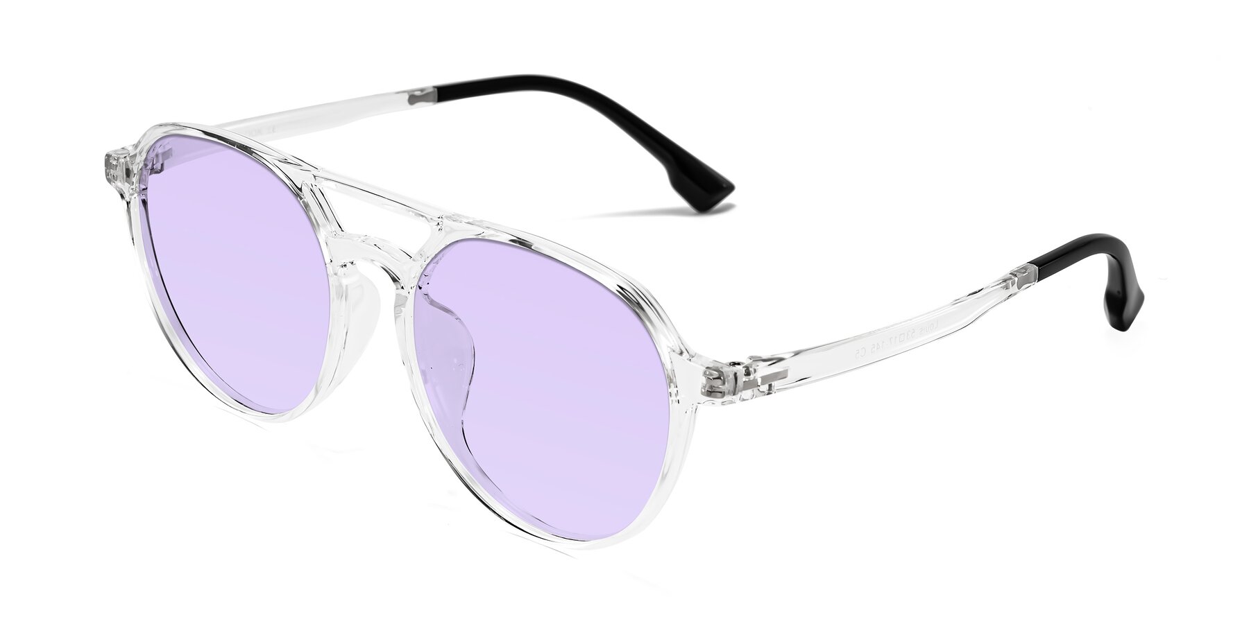 Angle of Louis in Clear with Light Purple Tinted Lenses