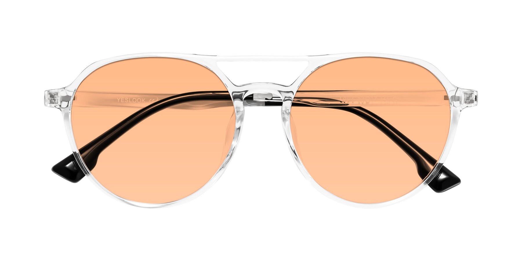 Folded Front of Louis in Clear with Light Orange Tinted Lenses