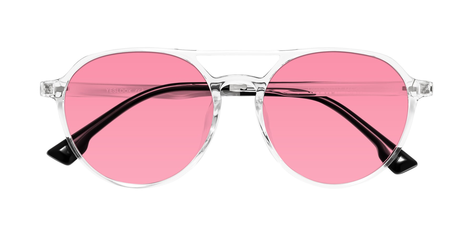 Folded Front of Louis in Clear with Pink Tinted Lenses