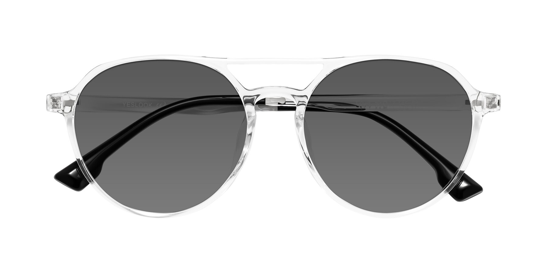 Folded Front of Louis in Clear with Medium Gray Tinted Lenses