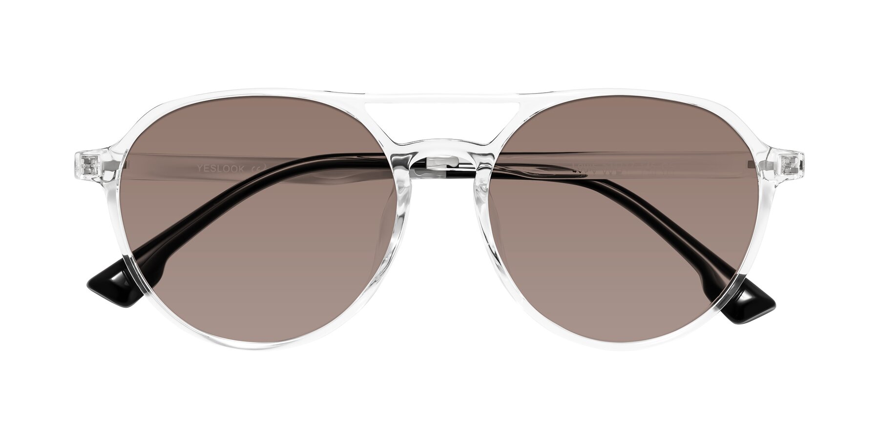 Folded Front of Louis in Clear with Medium Brown Tinted Lenses