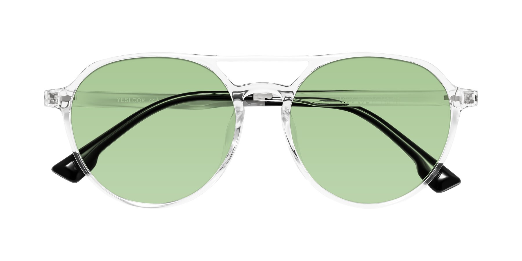 Folded Front of Louis in Clear with Medium Green Tinted Lenses