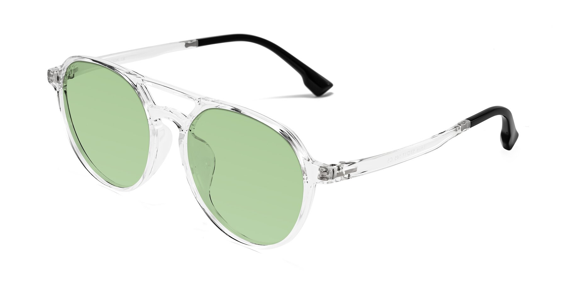Angle of Louis in Clear with Medium Green Tinted Lenses