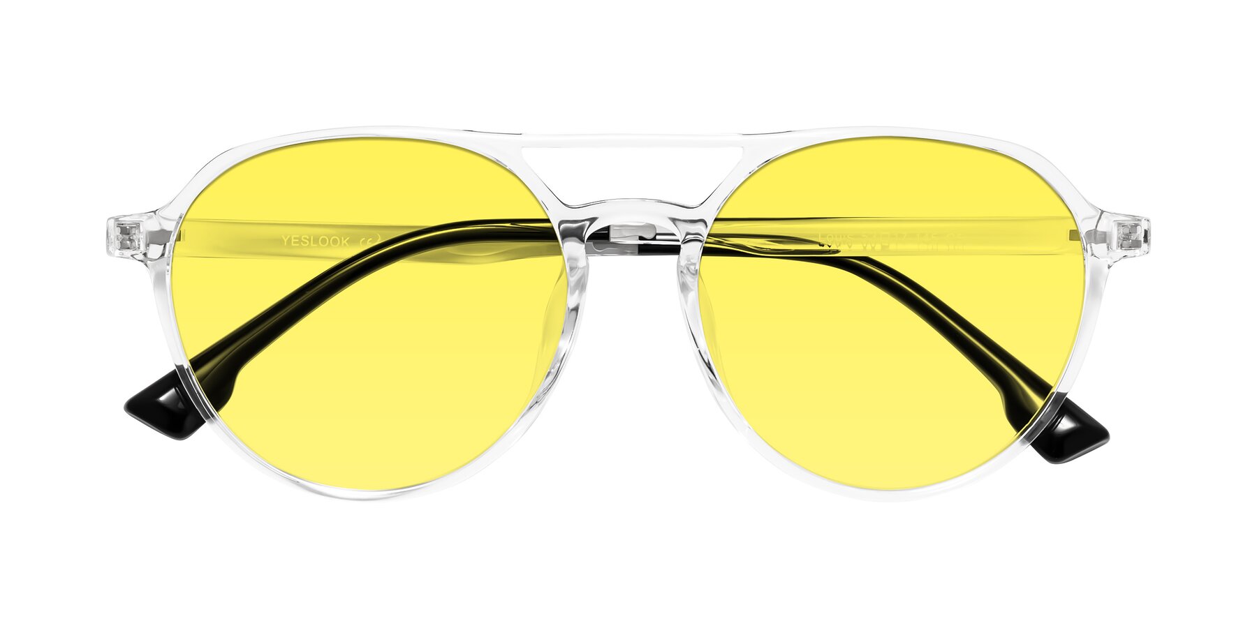 Folded Front of Louis in Clear with Medium Yellow Tinted Lenses