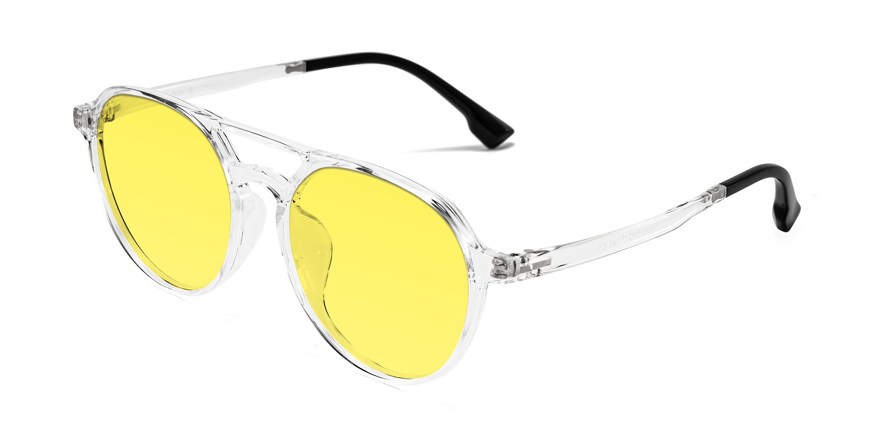 Angle of Louis in Clear with Medium Yellow Tinted Lenses