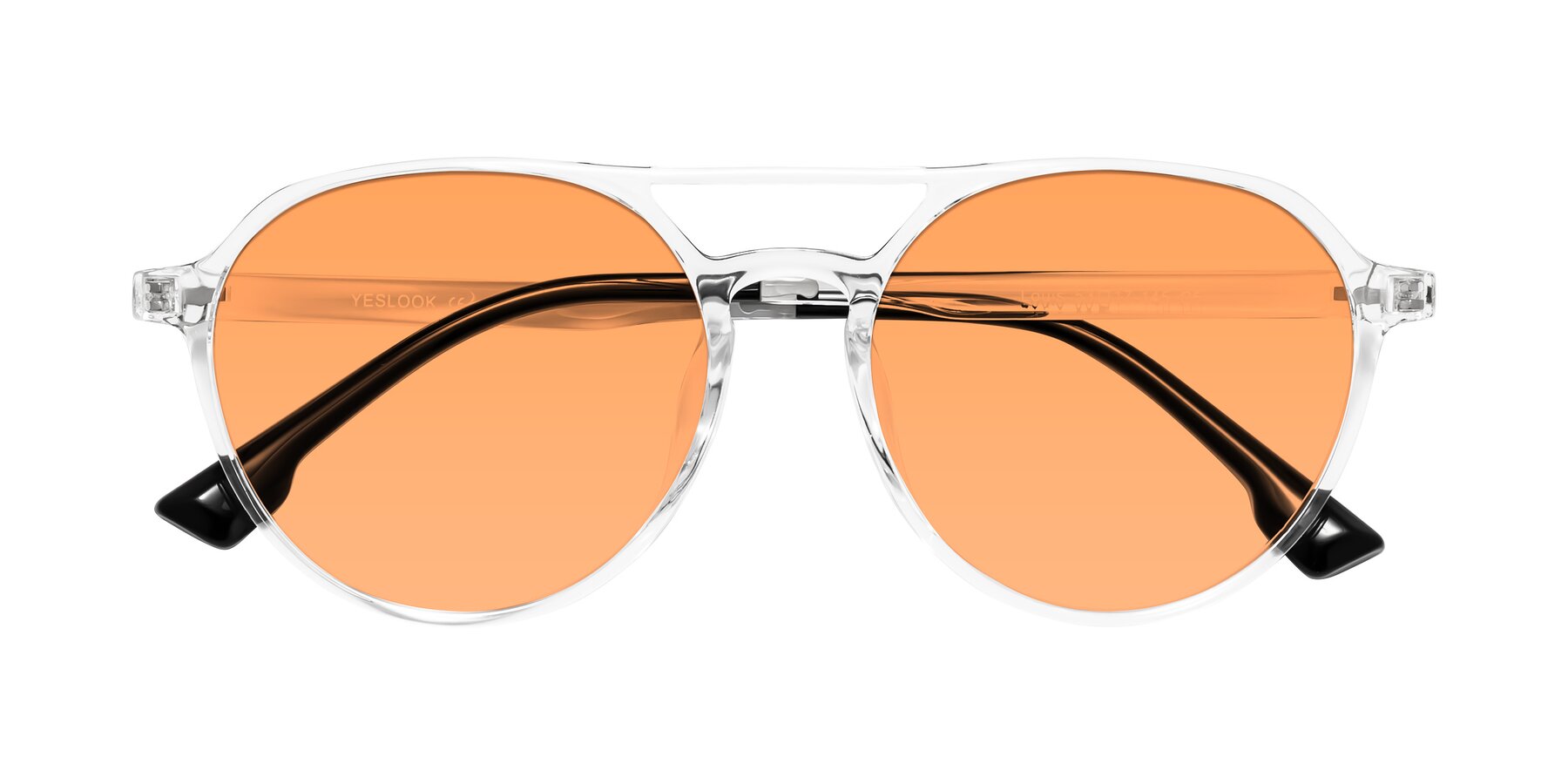 Folded Front of Louis in Clear with Medium Orange Tinted Lenses