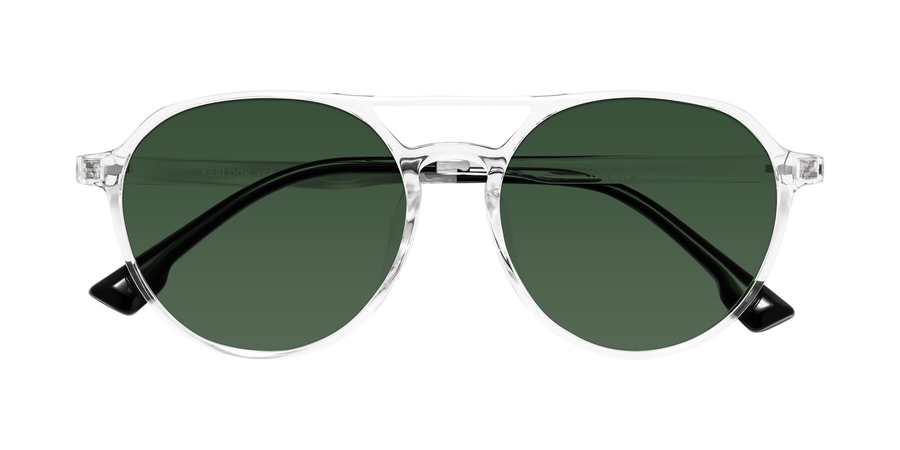 Folded Front of Louis in Clear with Green Tinted Lenses