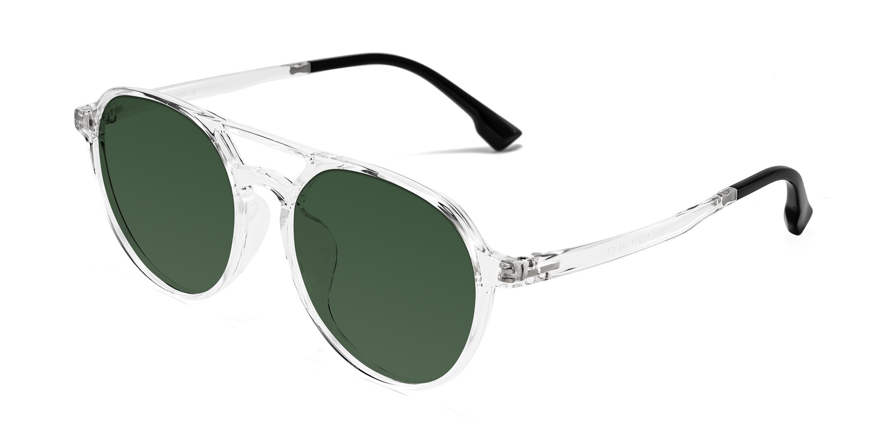 Angle of Louis in Clear with Green Tinted Lenses