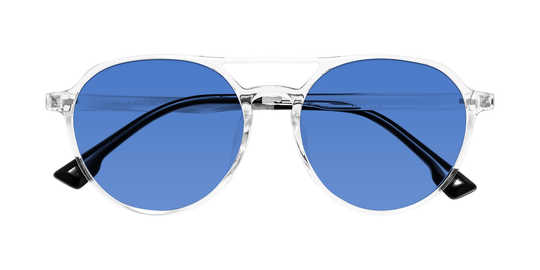 Folded Front of Louis in Clear with Blue Tinted Lenses