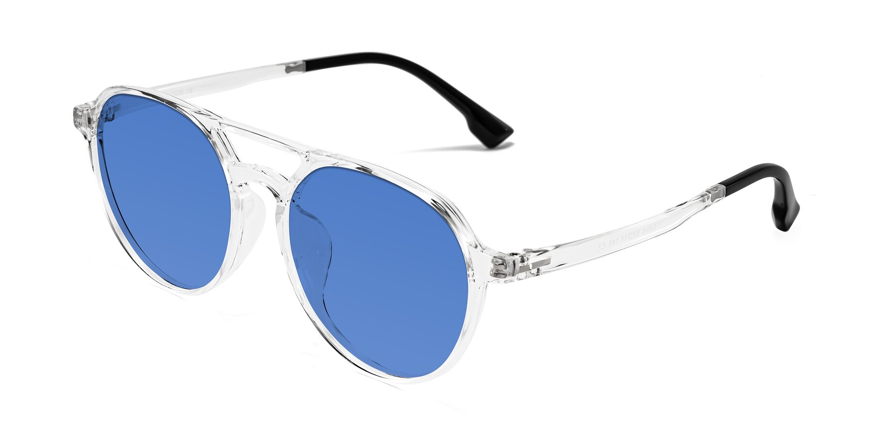Angle of Louis in Clear with Blue Tinted Lenses