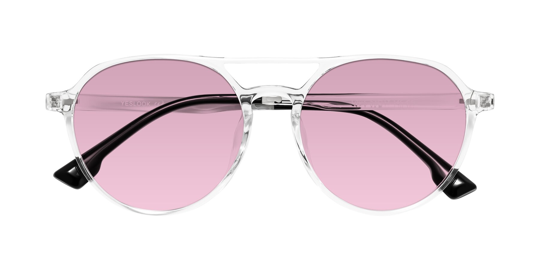 Folded Front of Louis in Clear with Light Wine Tinted Lenses