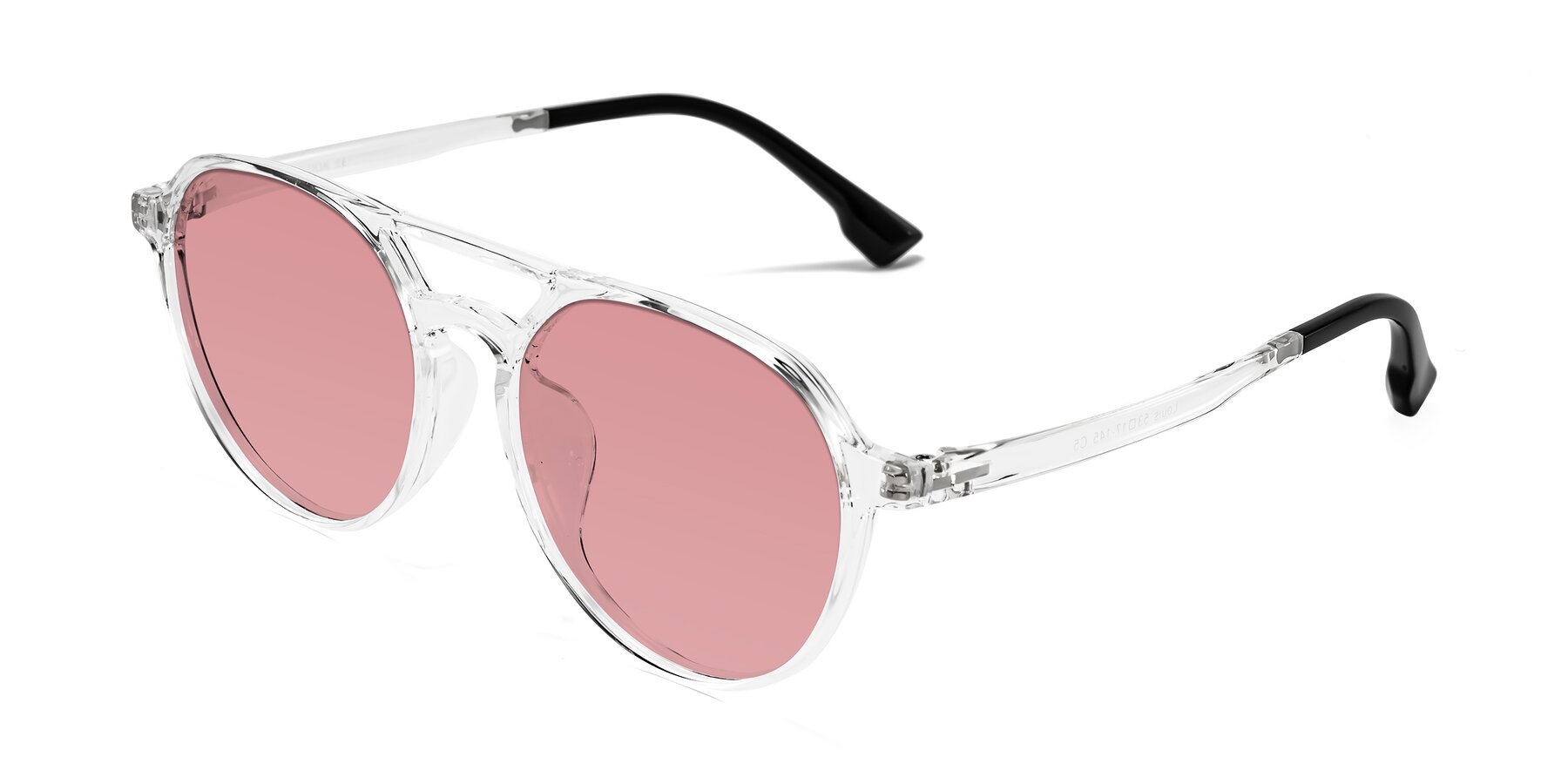 Angle of Louis in Clear with Medium Garnet Tinted Lenses