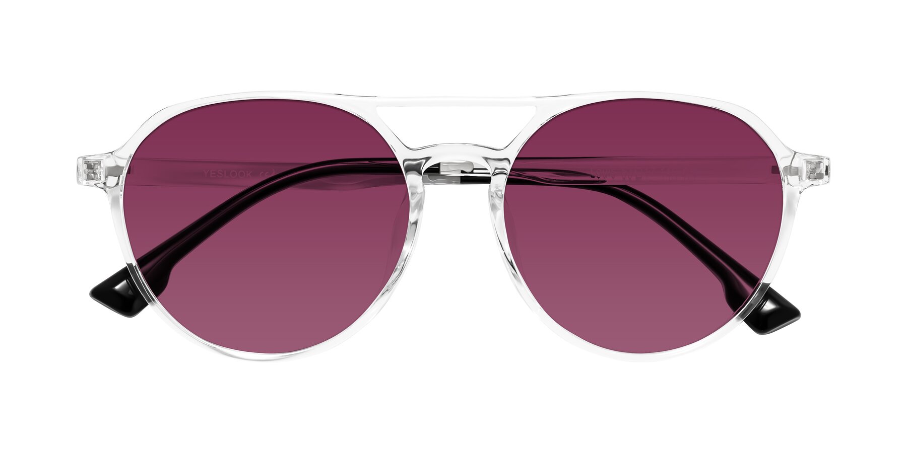 Folded Front of Louis in Clear with Wine Tinted Lenses