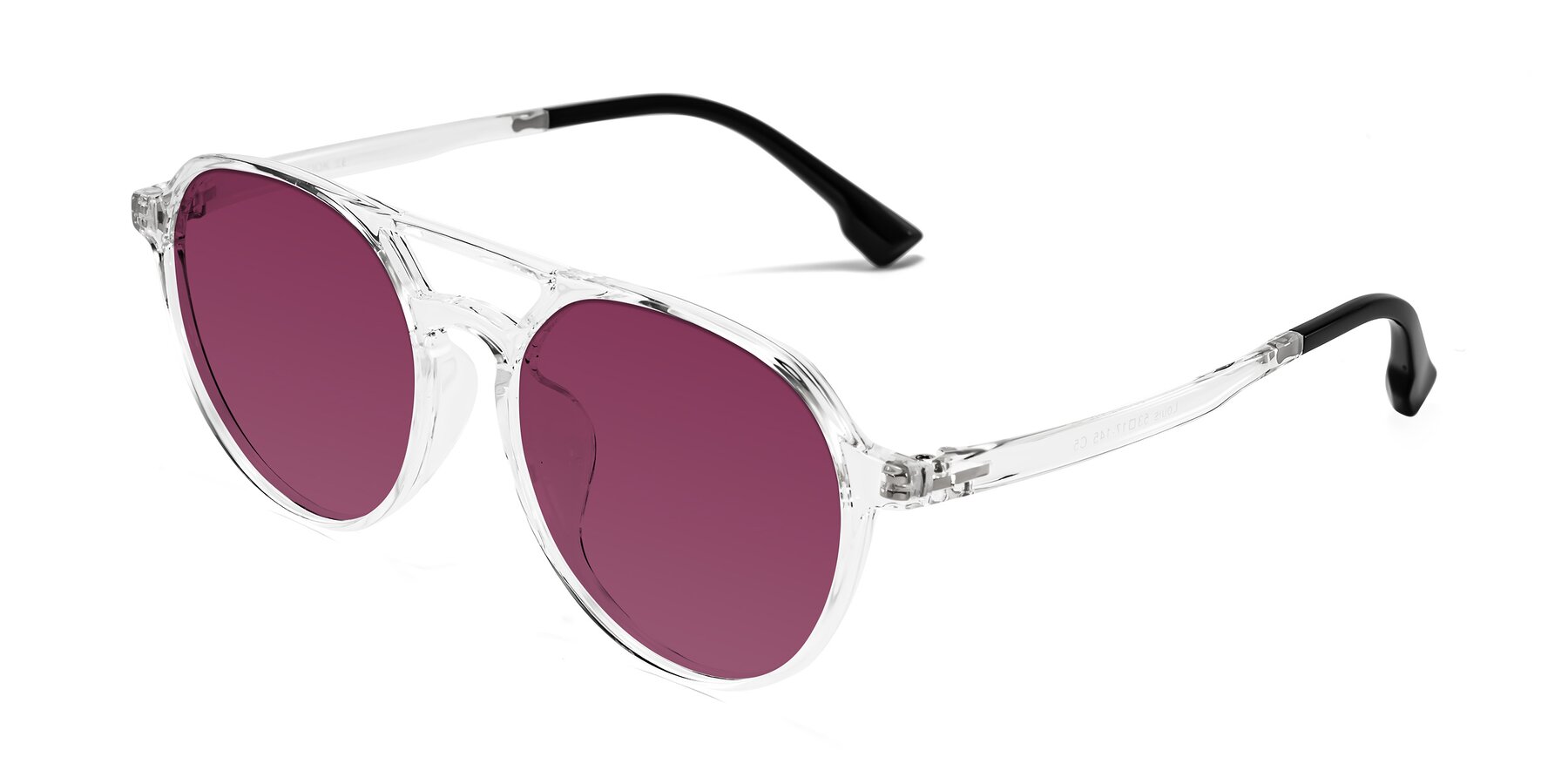 Angle of Louis in Clear with Wine Tinted Lenses
