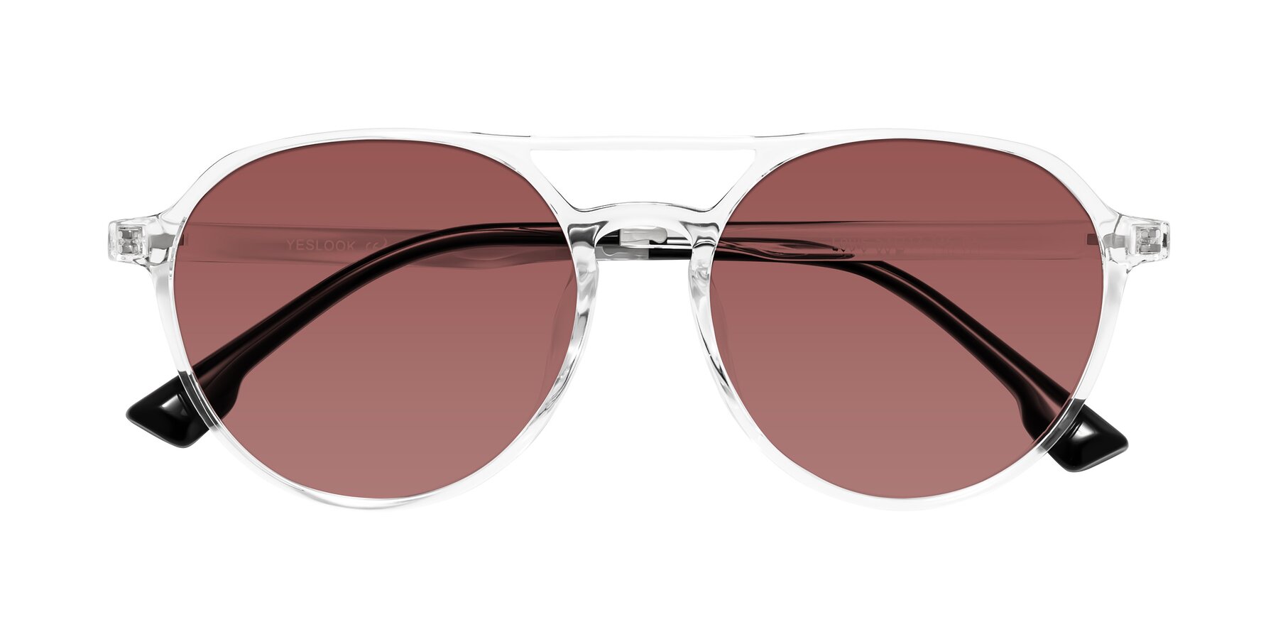 Folded Front of Louis in Clear with Garnet Tinted Lenses