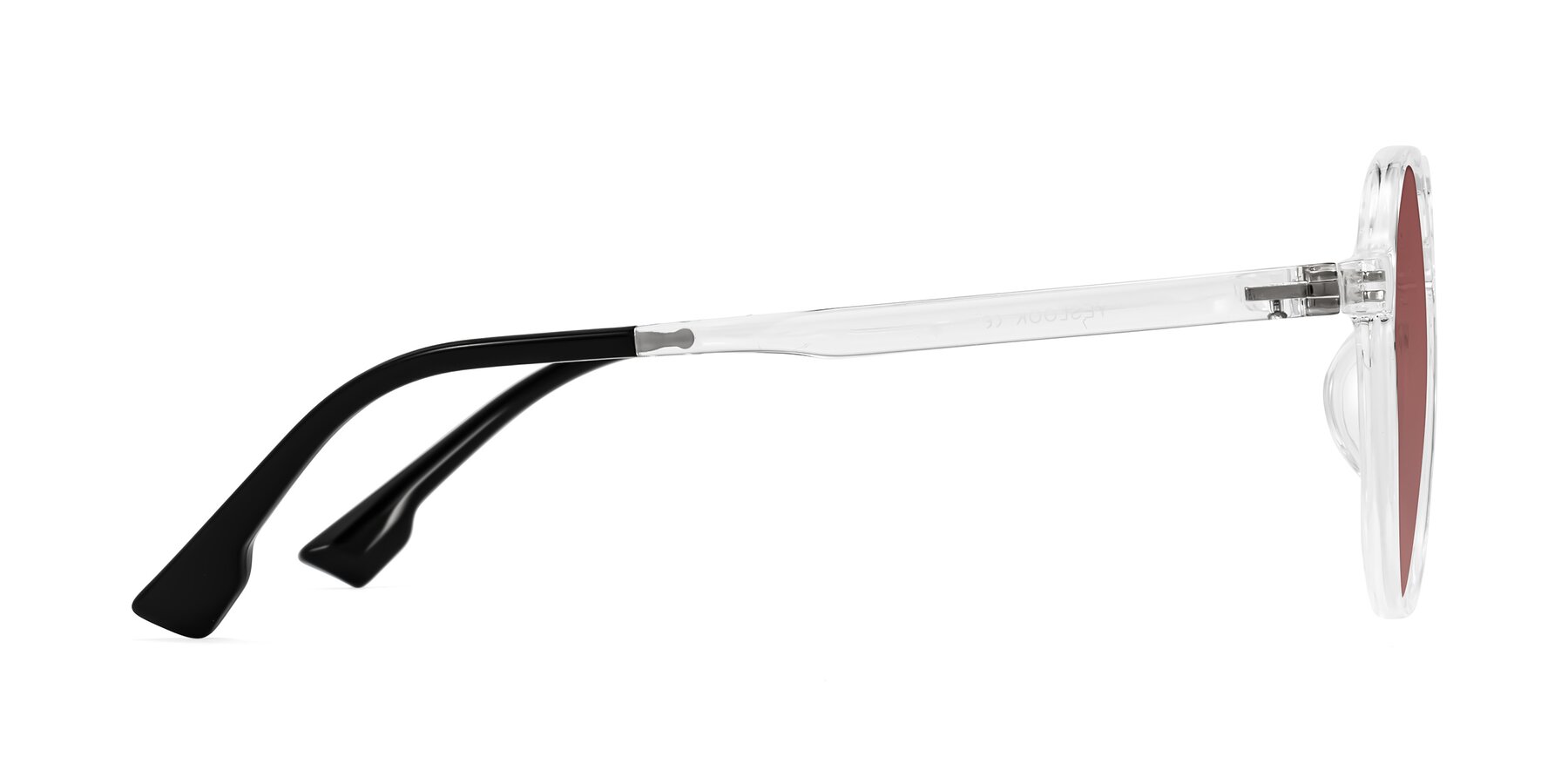 Side of Louis in Clear with Garnet Tinted Lenses