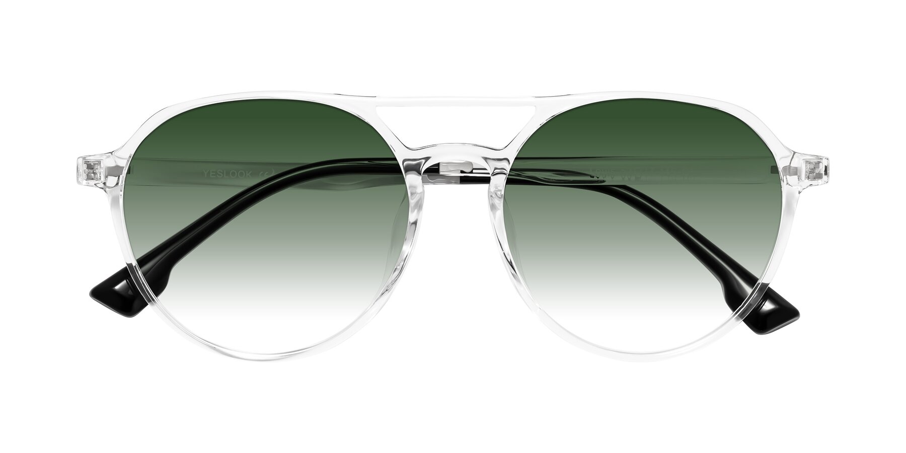 Folded Front of Louis in Clear with Green Gradient Lenses