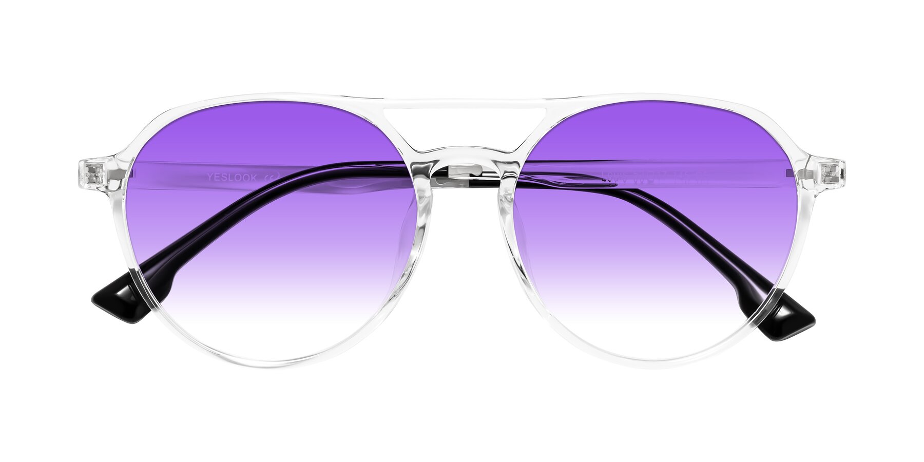 Folded Front of Louis in Clear with Purple Gradient Lenses