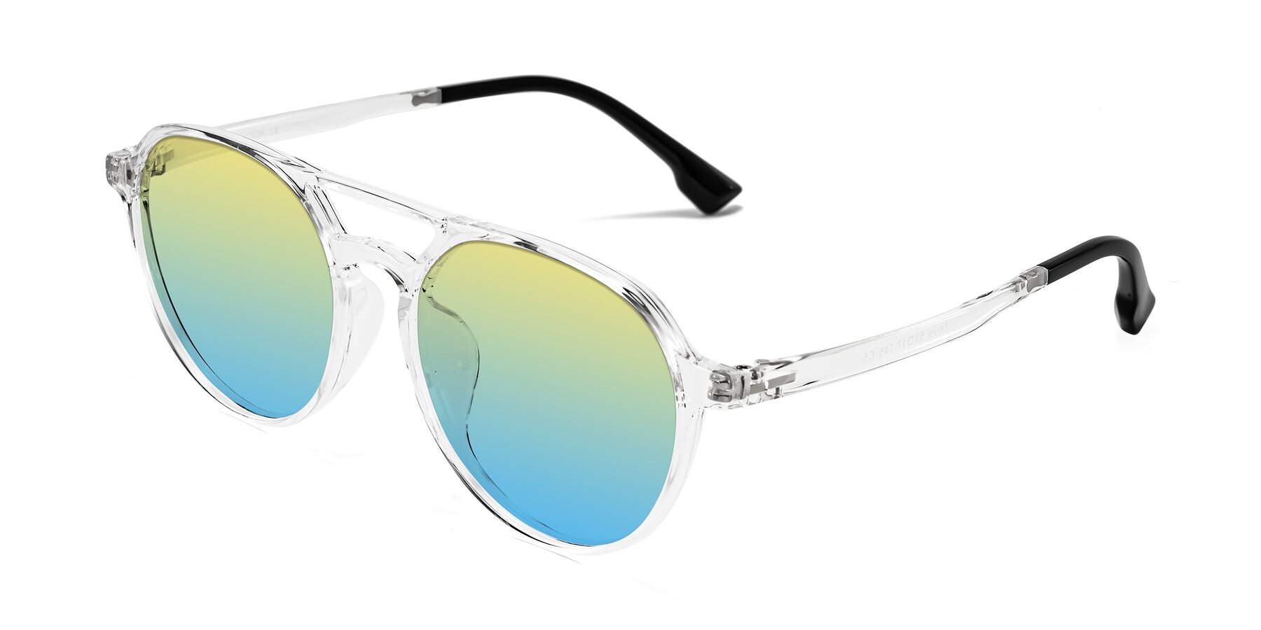 Angle of Louis in Clear with Yellow / Blue Gradient Lenses