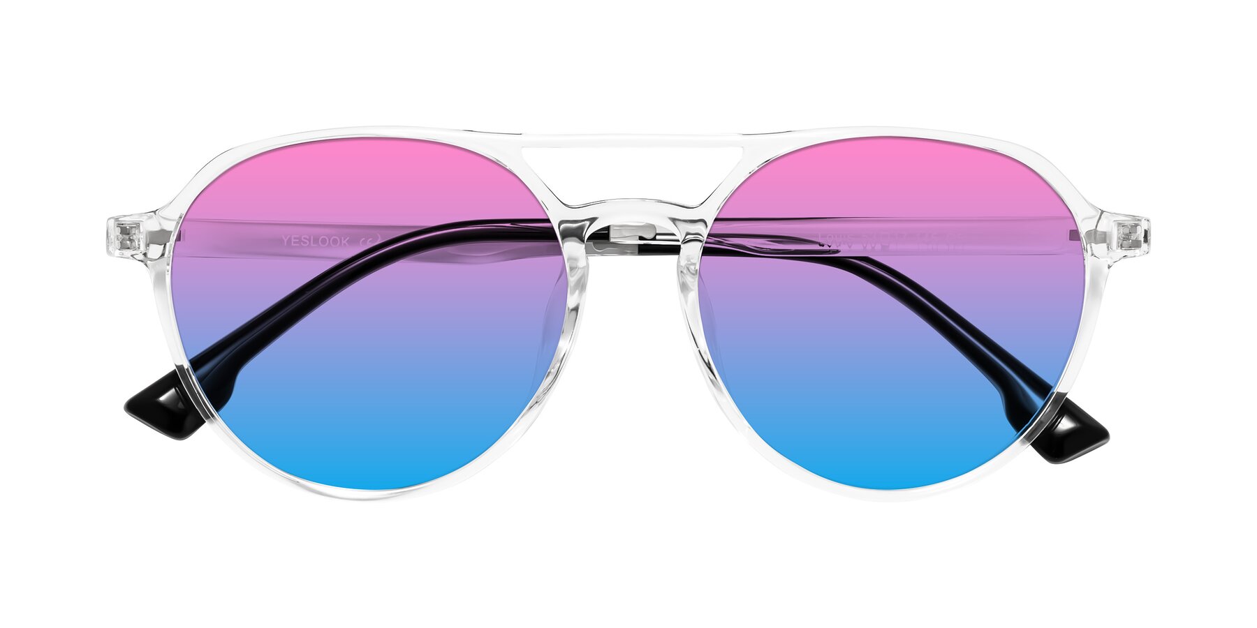 Folded Front of Louis in Clear with Pink / Blue Gradient Lenses