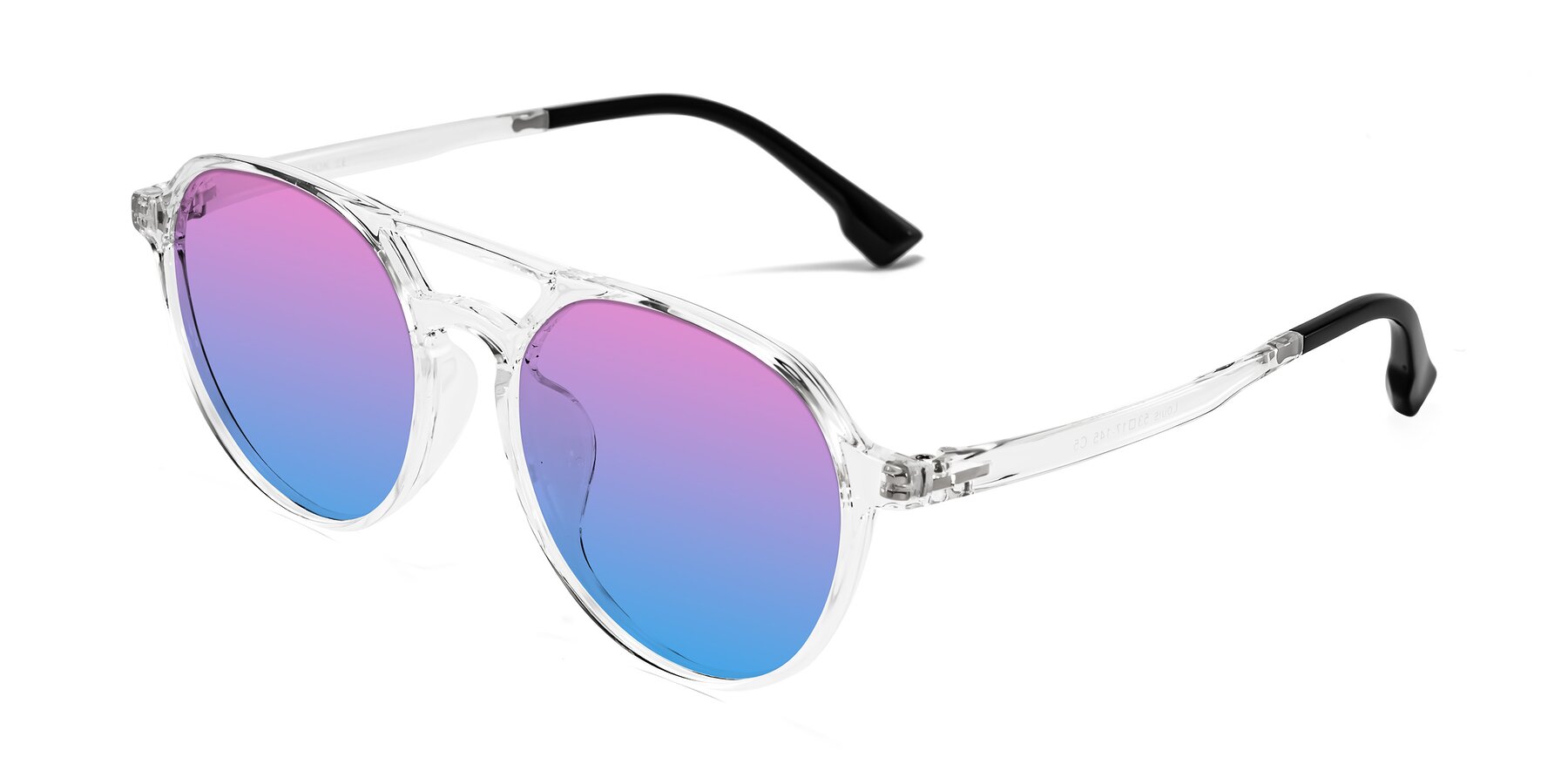 Angle of Louis in Clear with Pink / Blue Gradient Lenses