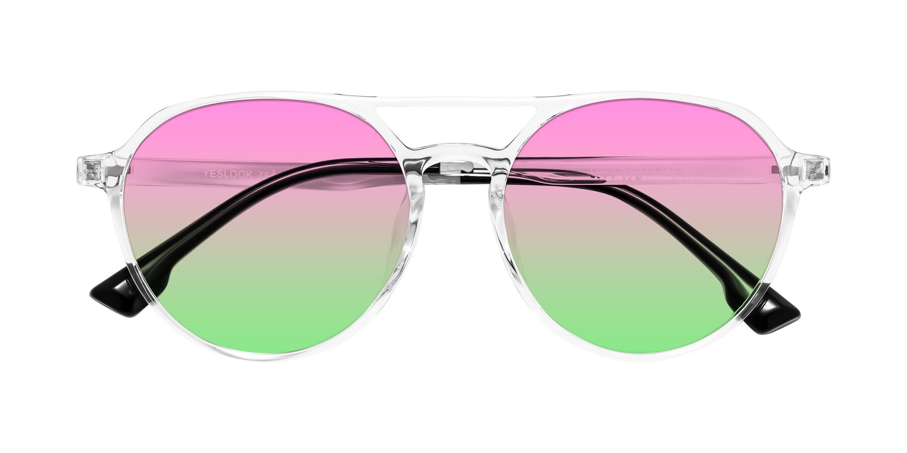 Folded Front of Louis in Clear with Pink / Green Gradient Lenses