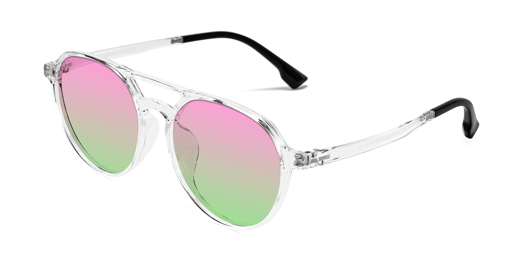 Angle of Louis in Clear with Pink / Green Gradient Lenses