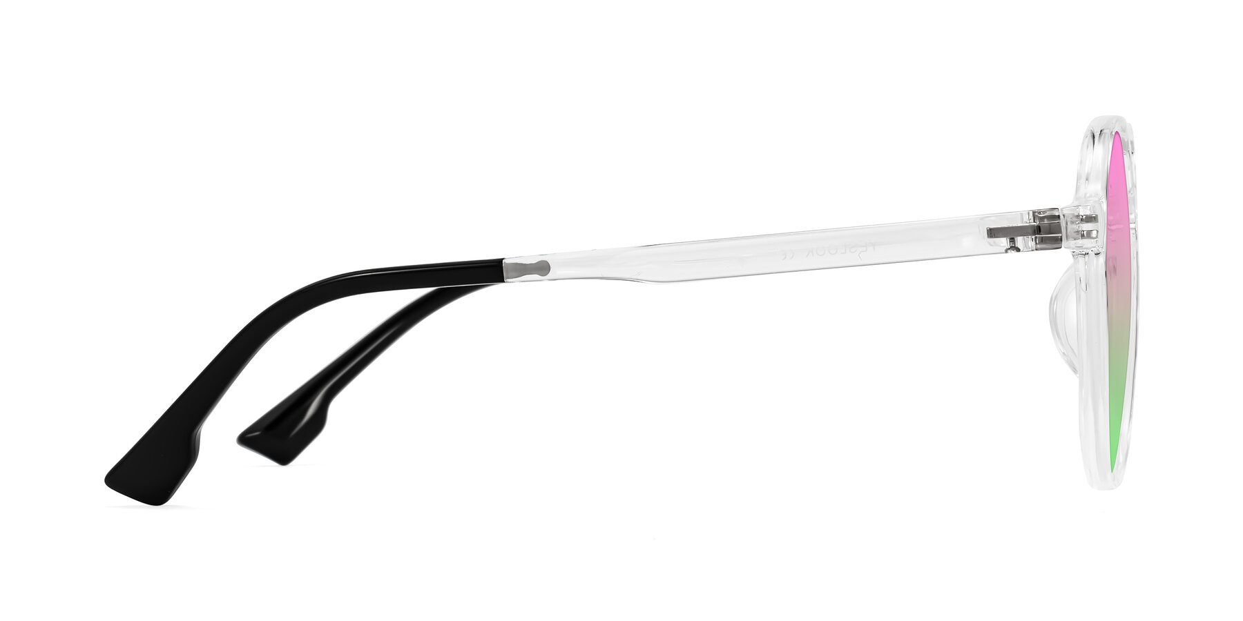Side of Louis in Clear with Pink / Green Gradient Lenses