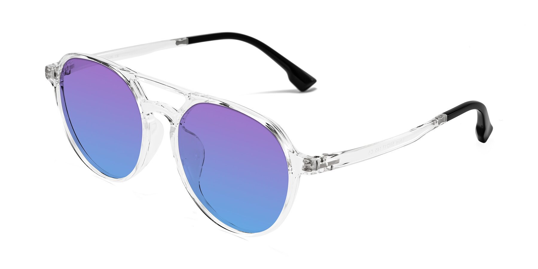 Angle of Louis in Clear with Purple / Blue Gradient Lenses