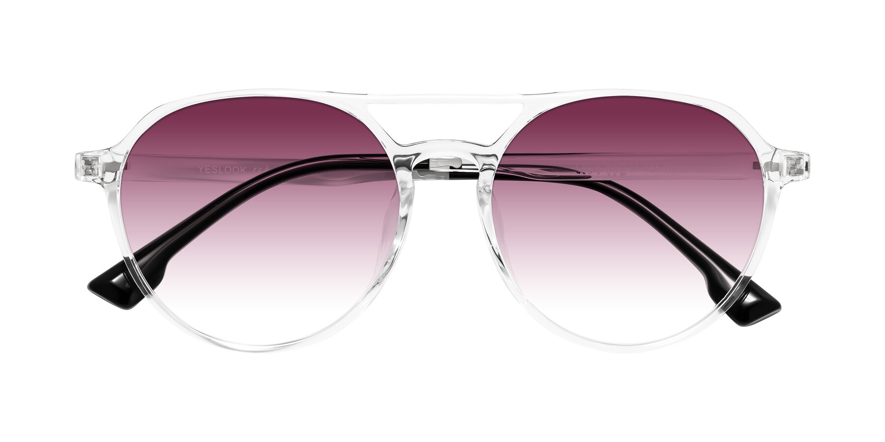 Folded Front of Louis in Clear with Wine Gradient Lenses