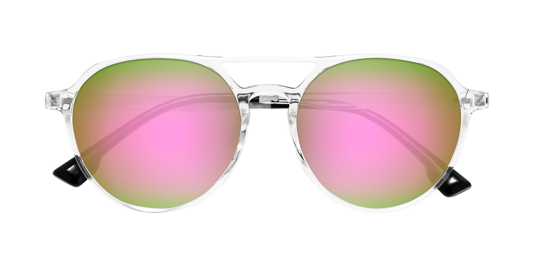 Folded Front of Louis in Clear with Pink Mirrored Lenses