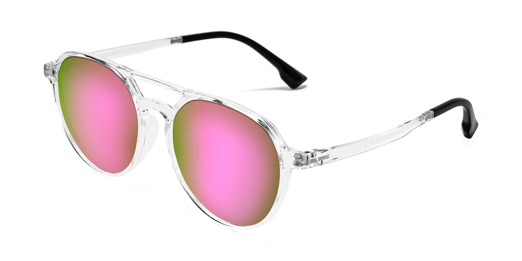 Angle of Louis in Clear with Pink Mirrored Lenses