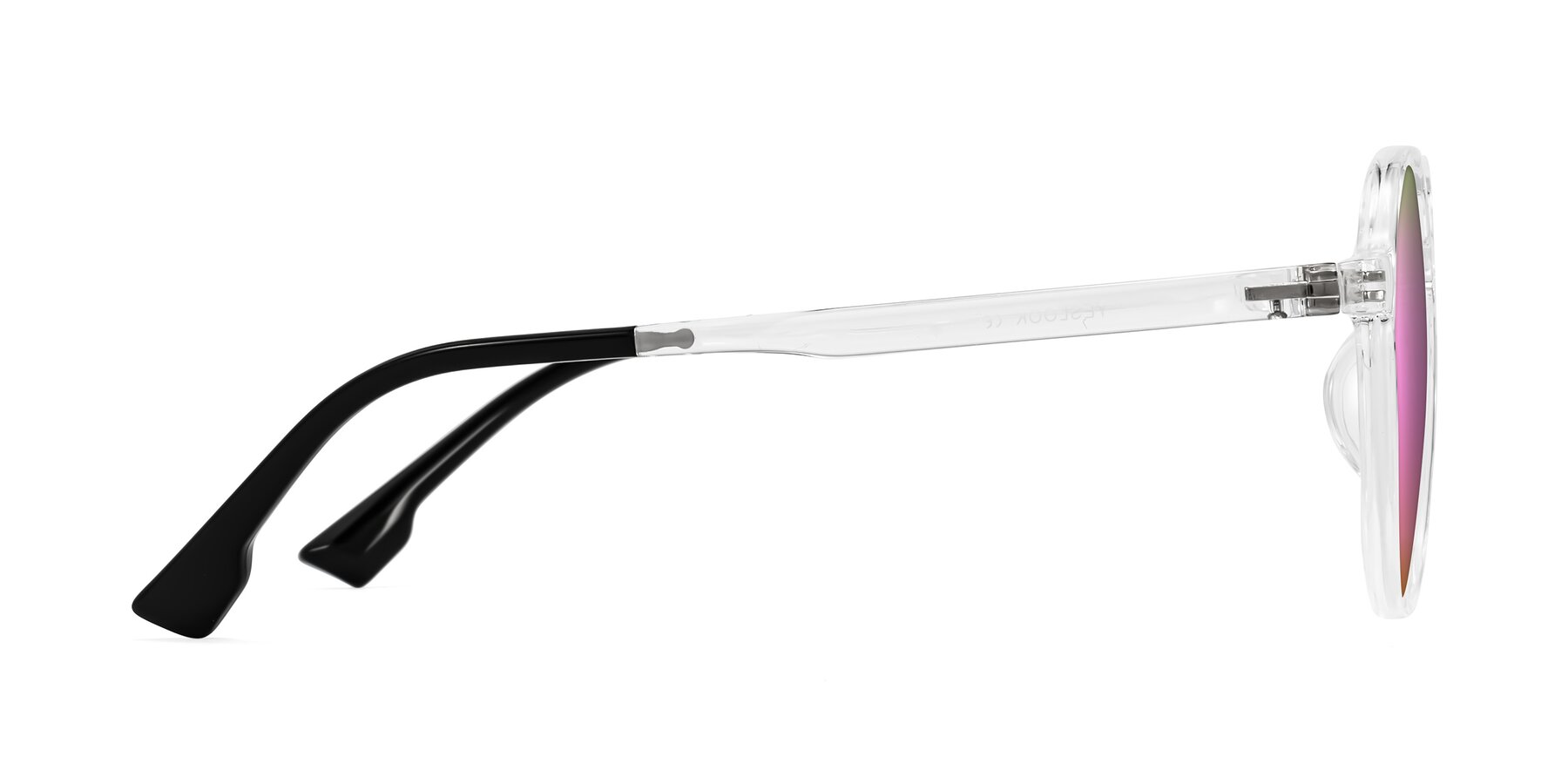 Side of Louis in Clear with Pink Mirrored Lenses