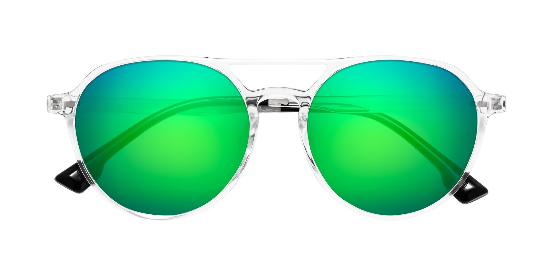 Folded Front of Louis in Clear with Green Mirrored Lenses