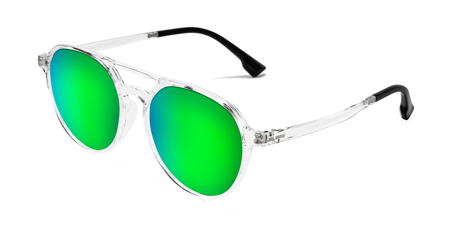 Angle of Louis in Clear with Green Mirrored Lenses
