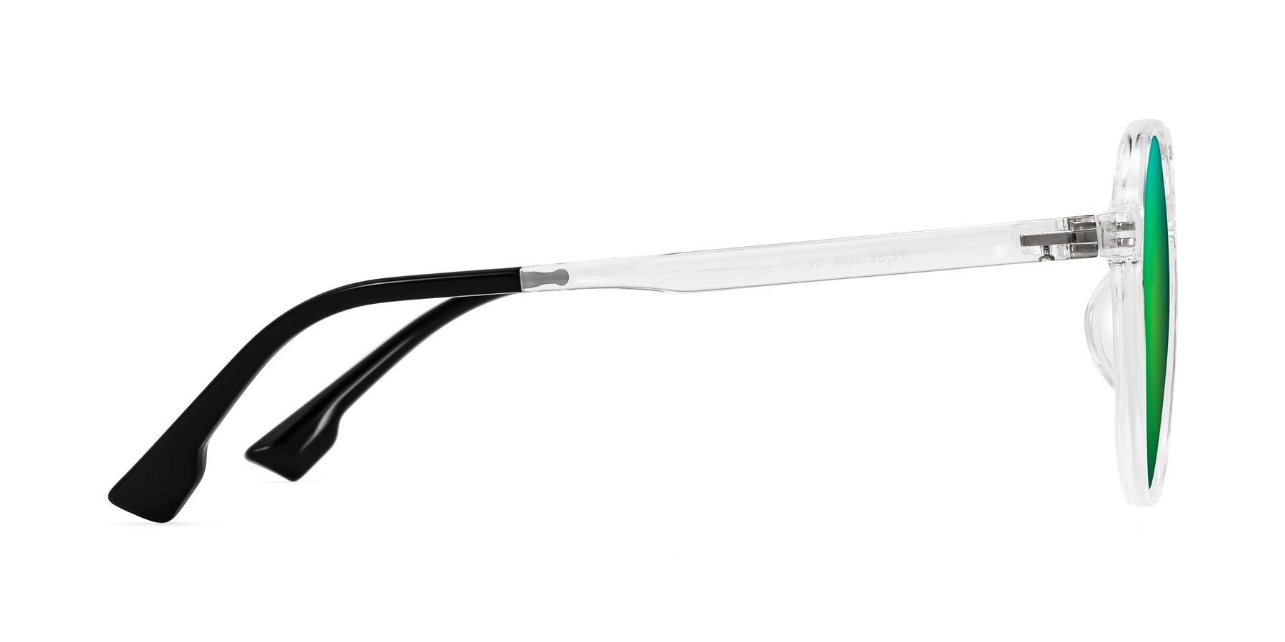 Side of Louis in Clear with Green Mirrored Lenses